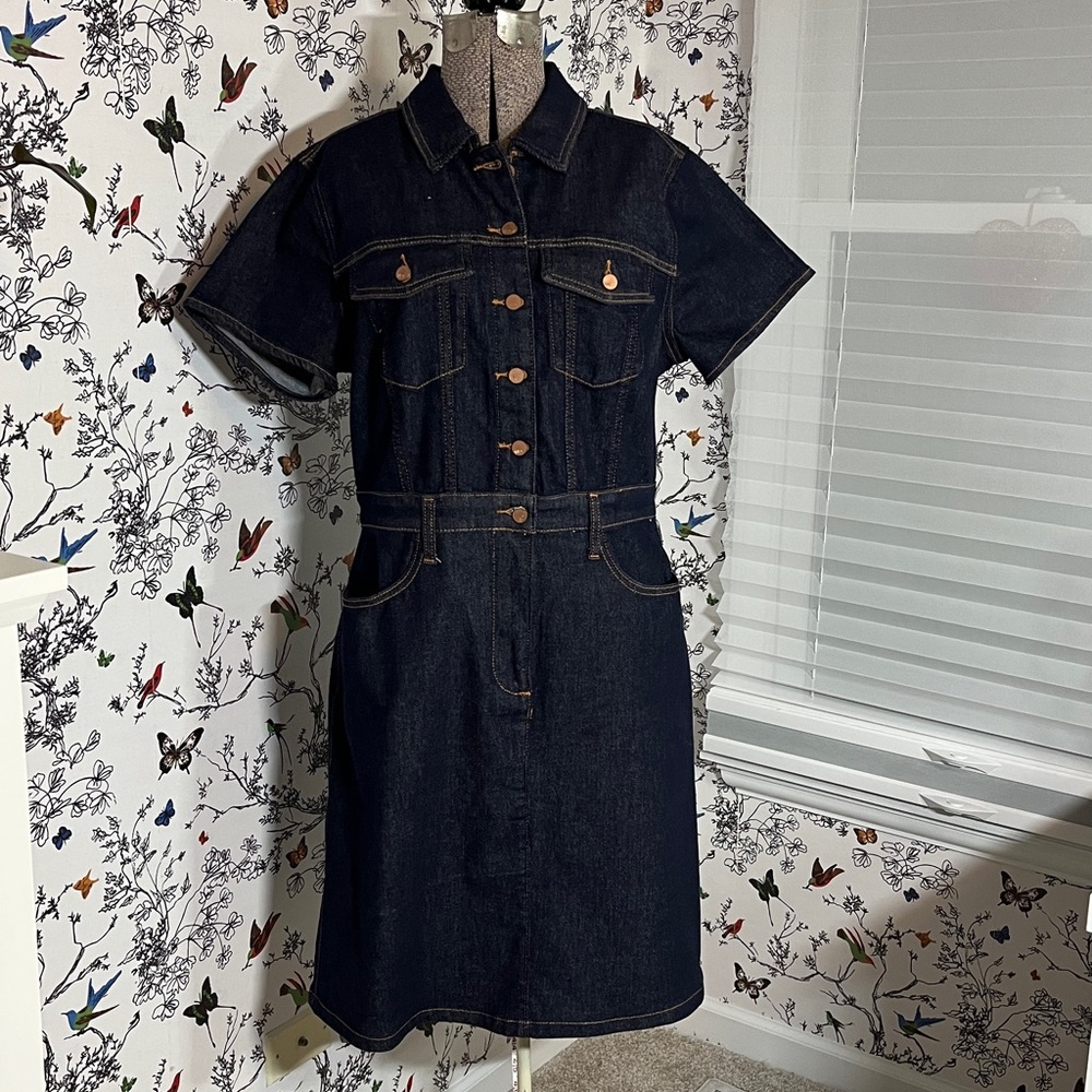 Wash Lab dark denim dress in true indigo